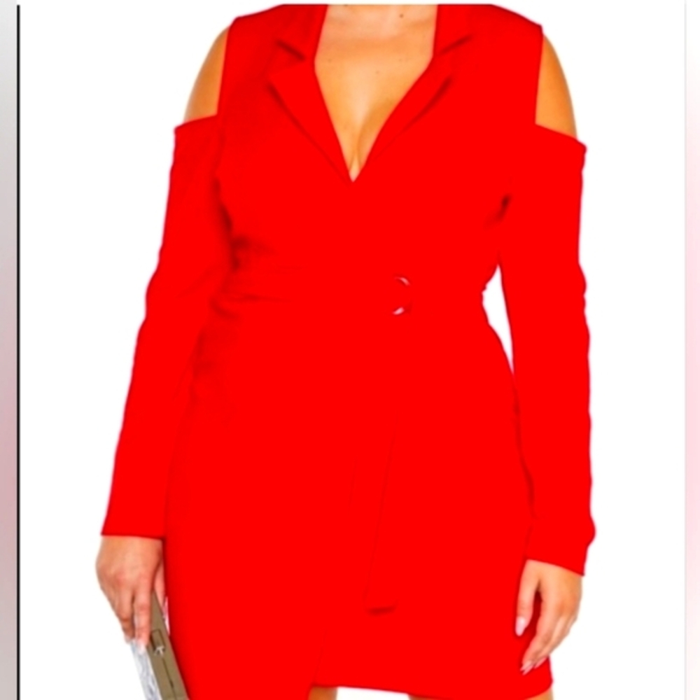 🔥Red Cold Shoulder Blazer Dress🔥